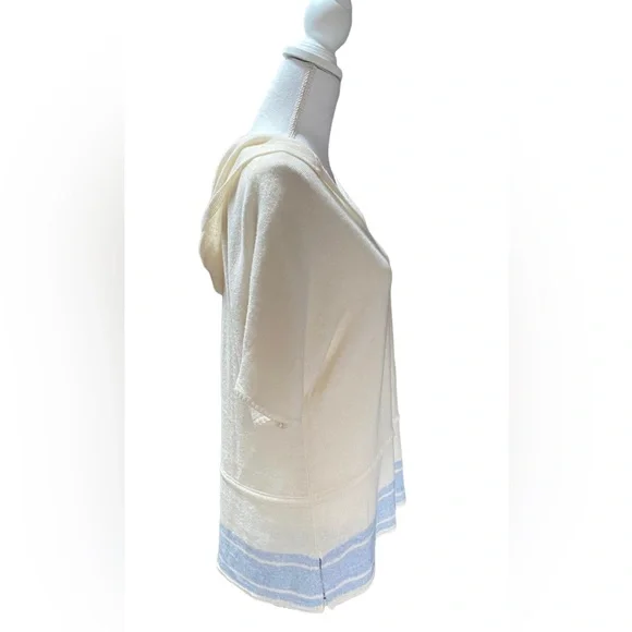 Vineyard Vines hooded sweater stripe Cashmere/Linen, SZ medium, ivory, (NWT) - Picture 4 of 14